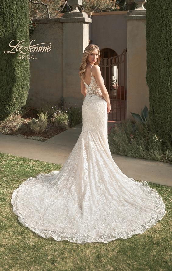 Picture of: Stunning Lace Fitted Gown with Sheer Back in INI, Style: B1052, Detail Picture 3