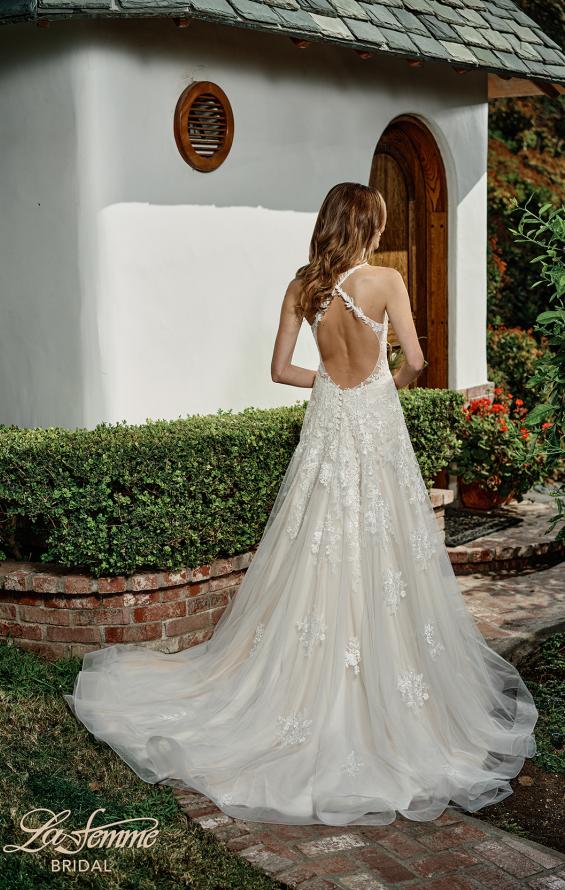 Picture of: Tulle Wedding Gown with Lace Applique and Illusion Bodice in INI, Style: B1057, Detail Picture 3