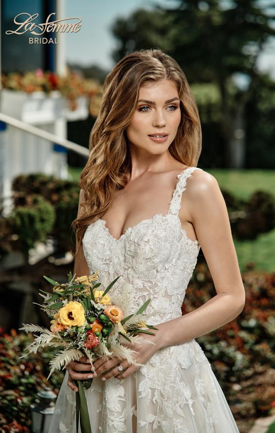 Picture of: Ornate Lace Gown with Slit and Sheer Bodice in INI, Style: B1024, Detail Picture 4