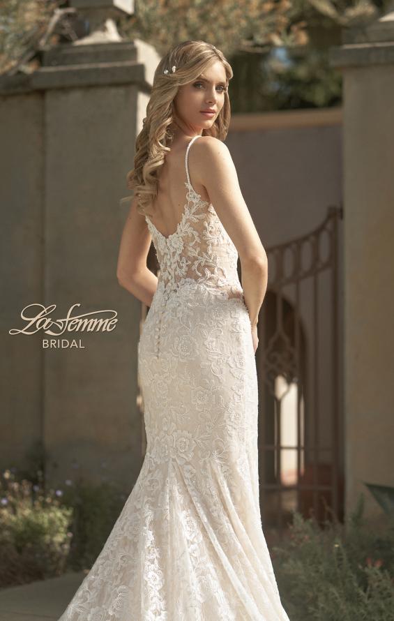 Picture of: Stunning Lace Fitted Gown with Sheer Back in INI, Style: B1052, Detail Picture 4
