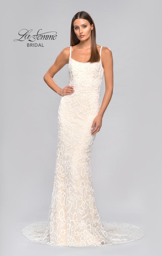 Picture of: Fitted Beaded Gown with Spaghetti Straps in INI, Style: B1067, Detail Picture 4