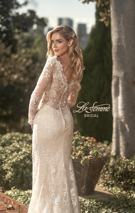 Picture of: Long Sleeve Lace Dress with Slit and Scallop Detailing in INI, Style: B1073, Detail Picture 4