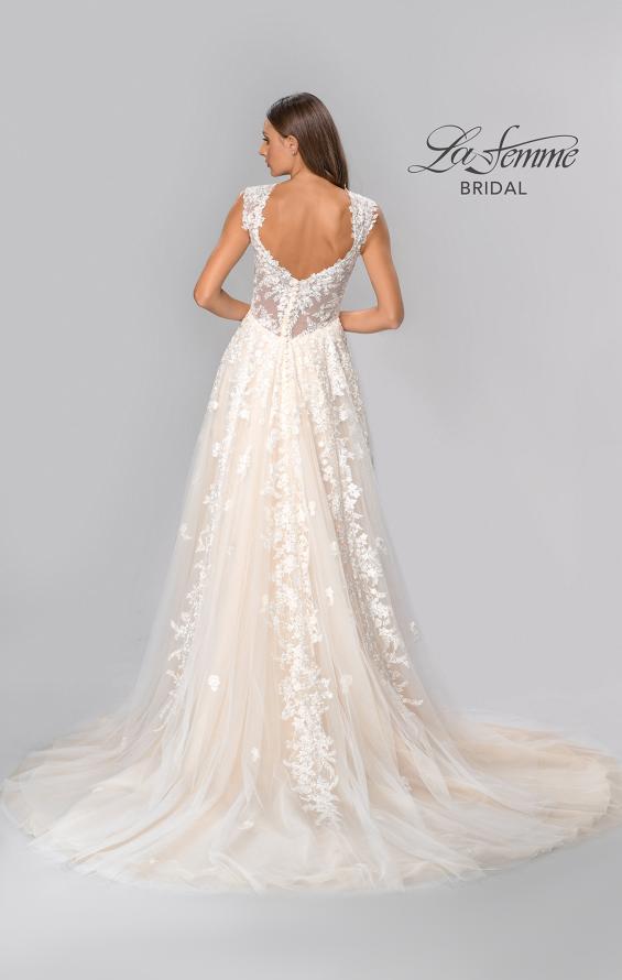 Picture of: A-Line Lace Gown with Slit and Plunge Neckline in INI, Style: B1017, Detail Picture 5
