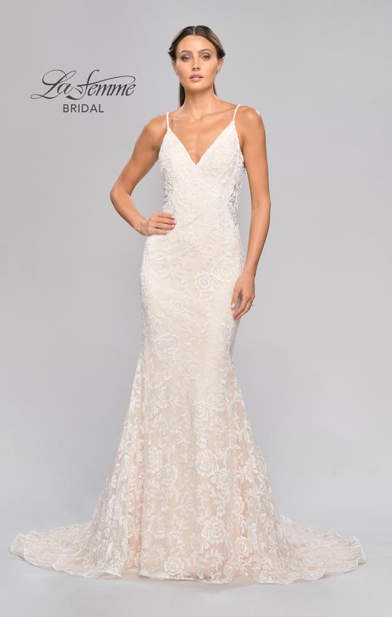 Picture of: Stunning Lace Fitted Gown with Sheer Back in INI, Style: B1052, Detail Picture 5