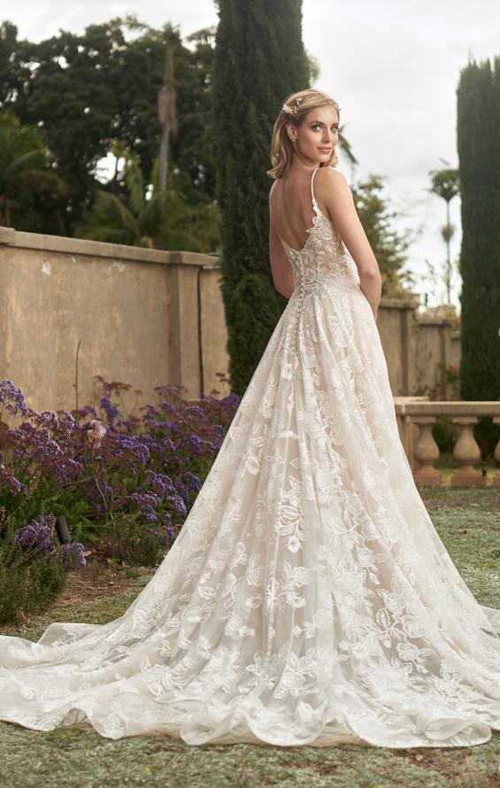 Picture of: Lace A-Line Wedding Dress with Slit and Deep V in INI, Style: B1056, Detail Picture 5, Landscape