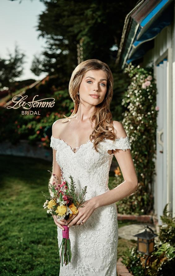 Picture of: Gorgeous Lace Off the Shoulder Mermaid Wedding Gown in INI, Style: B1043, Detail Picture 6