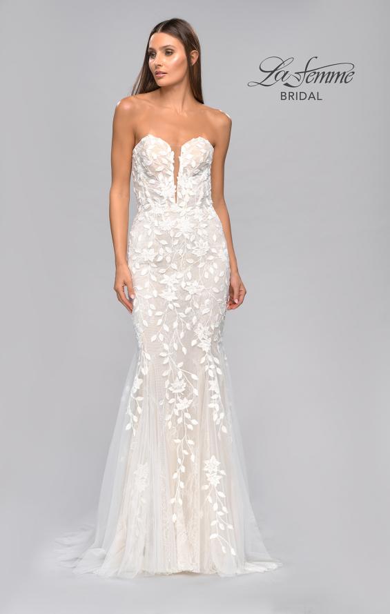 Picture of: Strapless Beaded Net Gown with Plunge Neckline in INI, Style: B1065, Detail Picture 6