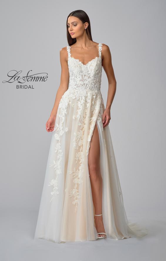 Picture of: Ornate Lace Gown with Slit and Sheer Bodice in INI, Style: B1024, Detail Picture 7