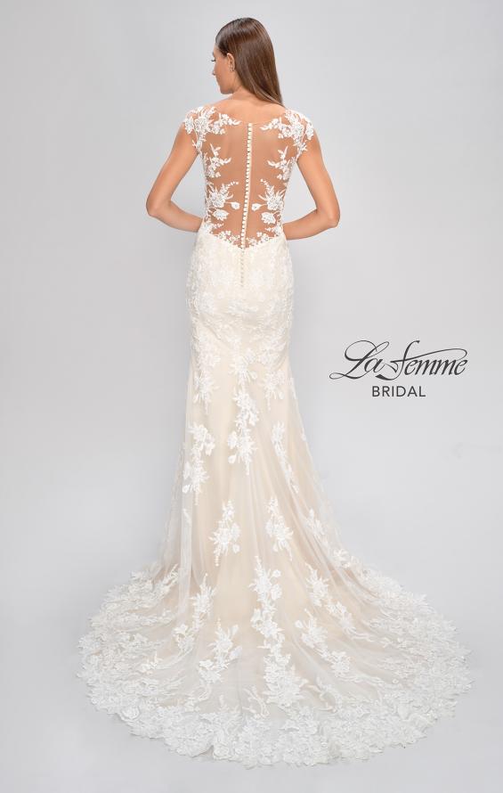 Picture of: Illusion Lace Gown with Detailed Train and Buttons in INI, Style: B1063, Detail Picture 7