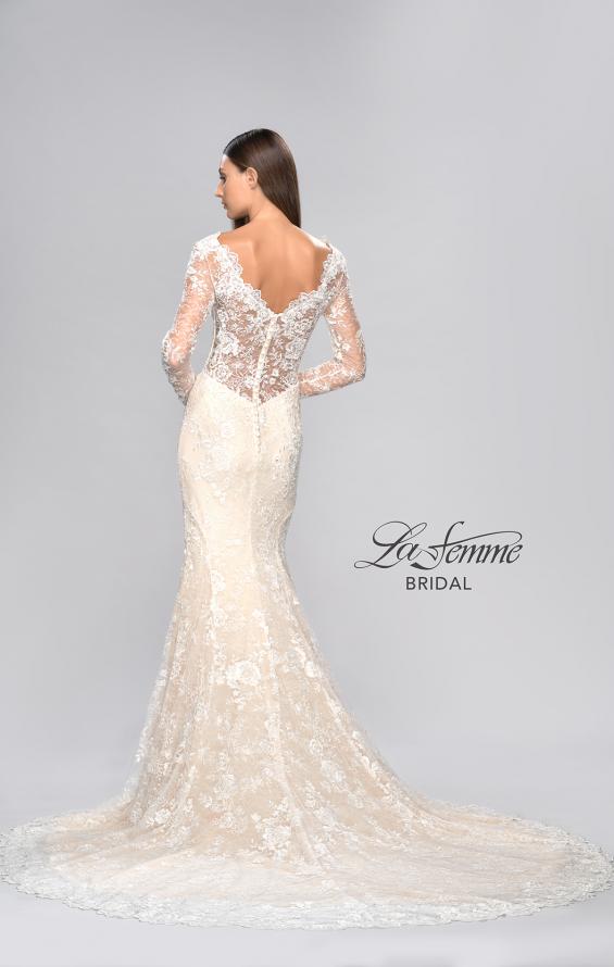 Picture of: Long Sleeve Lace Dress with Slit and Scallop Detailing in INI, Style: B1073, Detail Picture 7