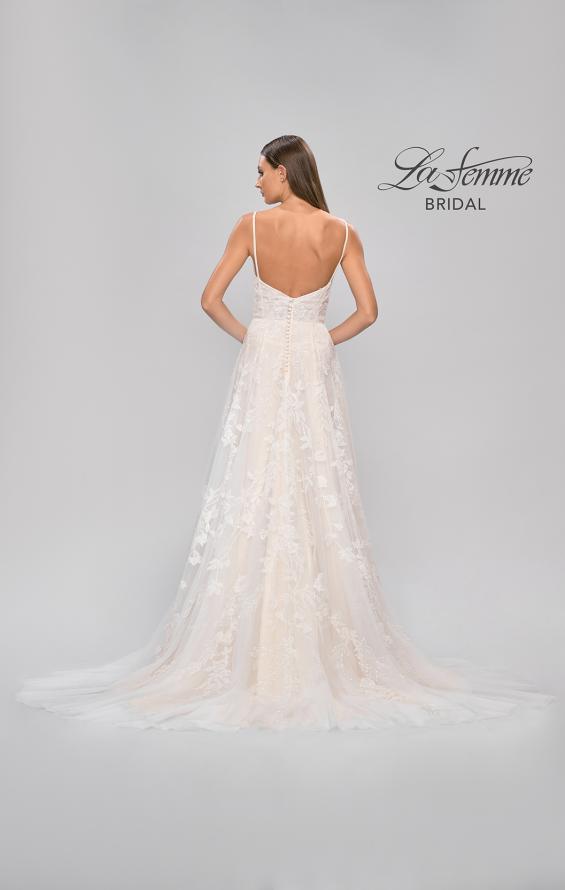 Picture of: Gorgeous Lace A-Line Dress with Ruched Detail Bodice and High Slit in INI, Style: B1075, Detail Picture 7