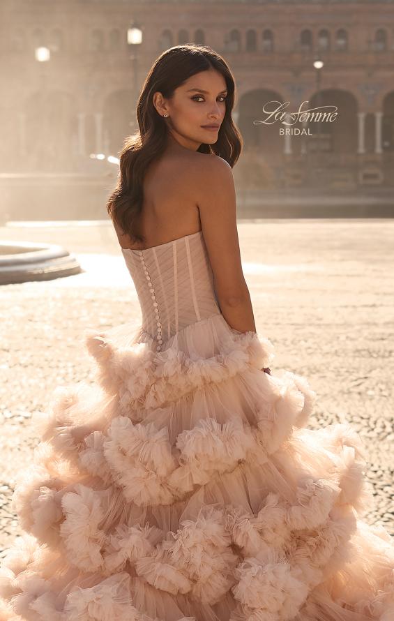 Picture of: Strapless Corset Ball Gown Wedding Dress with Tiered Ruffle Skirt in blush, Style: B1443, Detail Picture 10