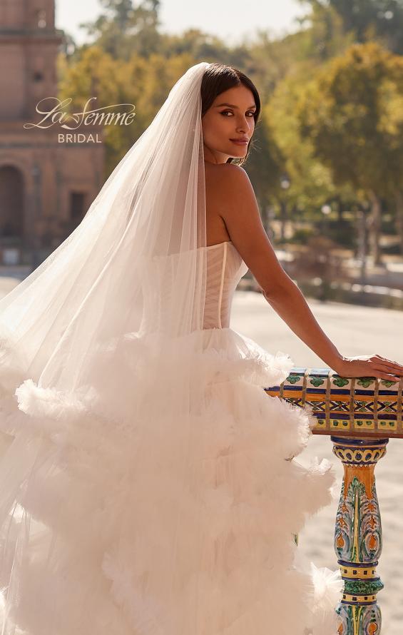 Picture of: Strapless Corset Ball Gown Wedding Dress with Tiered Ruffle Skirt in ivory, Style: B1443, Detail Picture 15