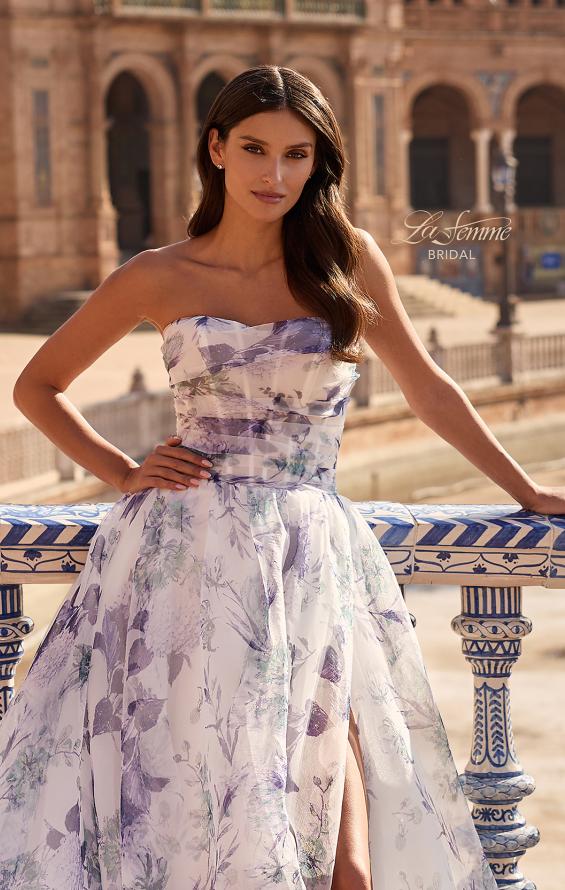 Picture of: Gorgeous Strapless Floral Print Organza Ball Gown with Full Skirt in multi, Style: B1464, Detail Picture 1