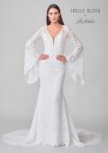 Picture of: Bell Sleeve Lace Dress with Open Back and Gorgeous Train in IIII, Style: J2164, Detail Picture 4