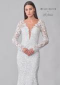 Picture of: Gorgeous Lace Gown with Long Sleeves and Deep Plunge Neckline in IIIII, Style: J2136, Detail Picture 7