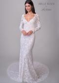 Picture of: Long Sleeve Wedding Dress with V Neckline and Illusion Back Detail in IIINI, Style: J2198, Detail Picture 9