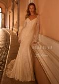 Picture of: Long Sleeve Boho Lace Wedding Dress with V Neckline in IIINI, Style: J2247, Back Picture
