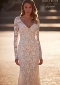 Picture of: Long Sleeve Wedding Dress with V Neckline and Illusion Back Detail in IIINI, Style: J2198, Detail Picture 1