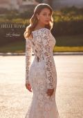 Picture of: Long Sleeve Wedding Dress with V Neckline and Illusion Back Detail in IIINI, Style: J2198, Detail Picture 2