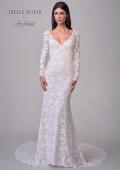 Picture of: Long Sleeve Wedding Dress with V Neckline and Illusion Back Detail in IIINI, Style: J2198, Detail Picture 4