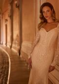 Picture of: Long Sleeve Boho Lace Wedding Dress with V Neckline in IIINI, Style: J2247, Detail Picture 4, Landscape