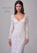 Picture of: Long Sleeve Wedding Dress with V Neckline and Illusion Back Detail in IIINI, Style: J2198, Detail Picture 7