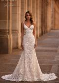 Picture of: Mermaid Lace Wedding Dress with Unique Bustier Bodice and Sheer Lace Back in IINI, Style: J2222, Detail Picture 1