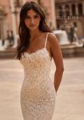 Picture of: Allover Stretch Lace Sheath Wedding Dress with Low Open Back in IINI, Style: J2304, Detail Picture 2