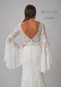 Picture of: Bell Sleeve Lace Gown with Illusion Waist in WIII, Style: J2093, Detail Picture 9
