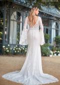 Picture of: Bell Sleeve Lace Gown with Illusion Waist in WIII, Style: J2093, Back Picture