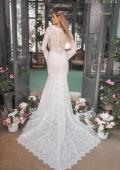 Picture of: Plunge Neck Lace Dress with Bell Sleeves in WIII, Style: J2094, Back Picture