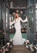 Picture of: Plunge Neck Lace Dress with Bell Sleeves in WIII, Style: J2094, Detail Picture 3