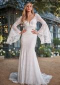 Picture of: Bell Sleeve Lace Gown with Illusion Waist in WIII, Style: J2093, Detail Picture 4