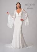 Picture of: Bell Sleeve Lace Gown with Illusion Waist in WIII, Style: J2093, Detail Picture 5