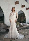 Picture of: Sheer Lace Long Sleeve Gown with Open Back in WIIII, Style: J2092, Main Picture