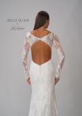 Picture of: Sheer Lace Long Sleeve Gown with Open Back in WIIII, Style: J2092, Detail Picture 9