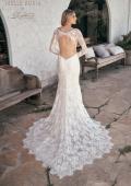 Picture of: Sheer Lace Long Sleeve Gown with Open Back in WIIII, Style: J2092, Back Picture