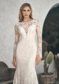 Picture of: Sheer Lace Long Sleeve Gown with Open Back in WIIII, Style: J2092, Detail Picture 1