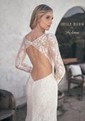 Picture of: Sheer Lace Long Sleeve Gown with Open Back in WIIII, Style: J2092, Detail Picture 2