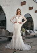 Picture of: Sheer Lace Long Sleeve Gown with Open Back in WIIII, Style: J2092, Detail Picture 3