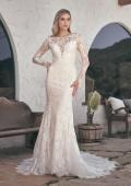 Picture of: Sheer Lace Long Sleeve Gown with Open Back in WIIII, Style: J2092, Detail Picture 4, Landscape