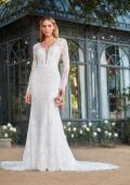 Picture of: Long Sleeve Lace Wedding Gown with Criss Cross Straps in WIIII, Style: J2095, Detail Picture 4, Landscape