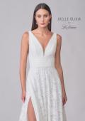 Picture of: A-Line Lace Wedding Gown with V Neckline and High Slit in WIIW, Style: J2176, Detail Picture 7