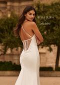 Picture of: Satin Halter Fit and Flare Wedding Dress with Open Back in diamond white, Style: J2288, Detail Picture 2