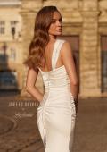 Picture of: Ruched Jersey Fit and Flare Wedding Dress with Cap Straps in ivory, Style: J2293, Detail Picture 2