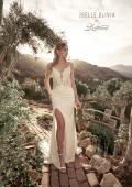 Picture of: Silk Gown with Illusion Lace Bodice and Slit in ivory, Style: J2024, Main Picture