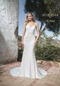 Picture of: Criss Cross Bodice Gown with Illusion Lace Back in ivory, Style: J2047, Main Picture