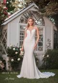 Picture of: Plunge Neck Ruched Dress with Lace Up Back in ivory, Style: J2087, Main Picture