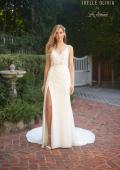 Picture of: Elegant Luxe Jersey Gown with Lace Bodice and Slit in ivory, Style: J2102, Main Picture